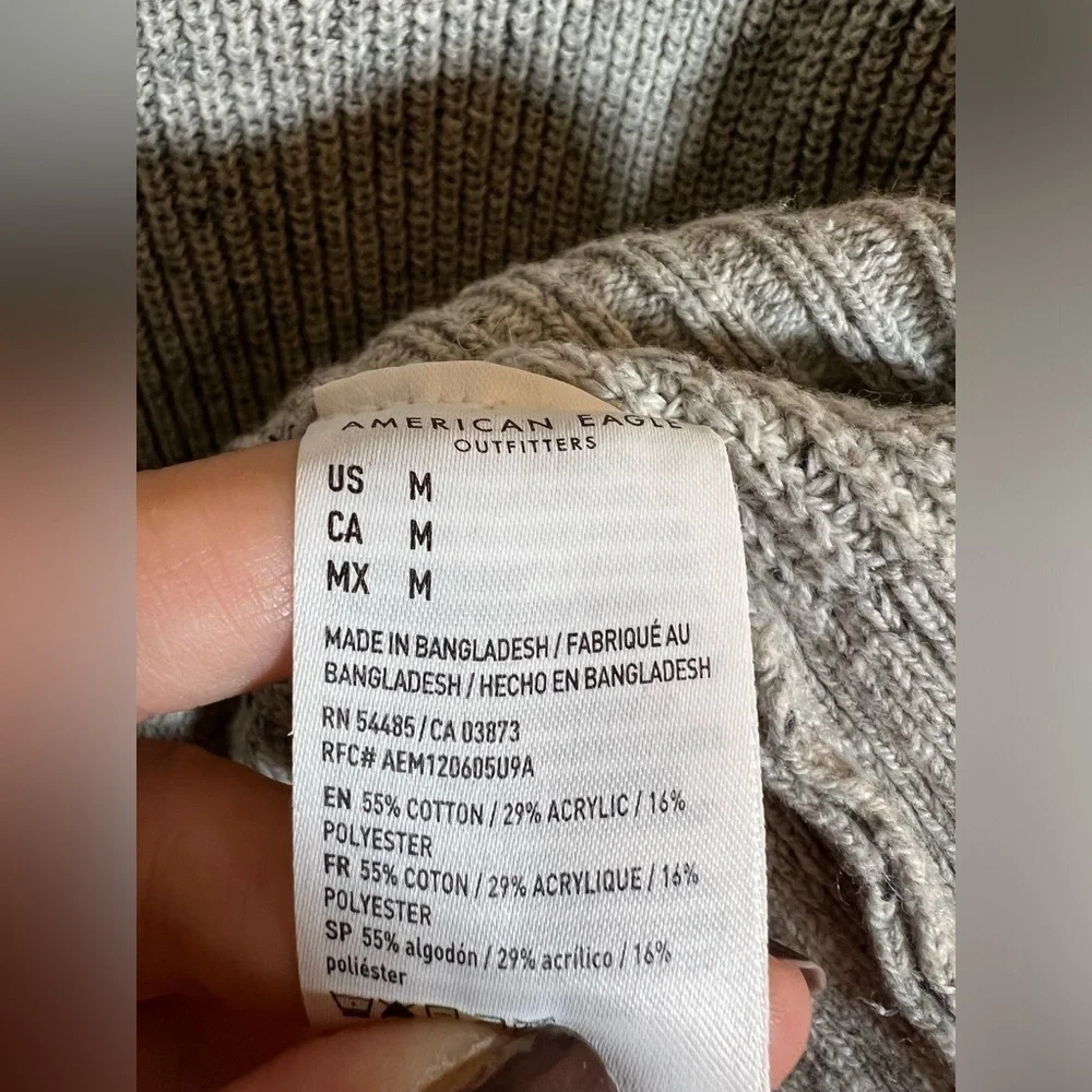 American Eagle Women Knit Sweater Hoodie Gray Preppy Casual‎ Medium